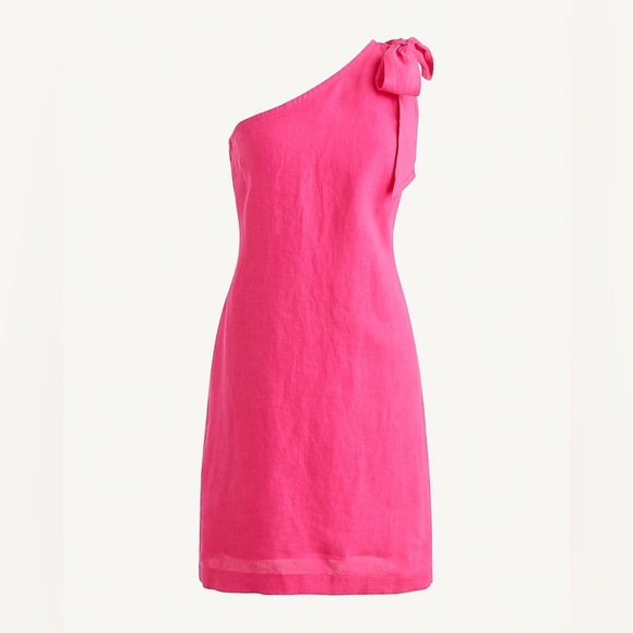 J Crew Women's Asymmetrical Sleeveless A-Line Linen Mini Dress Pink Size XS NWT - Picture 1 of 5